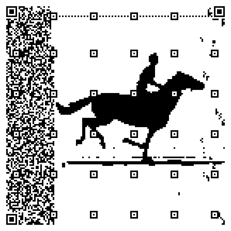 Animated QR code that shows a running horse